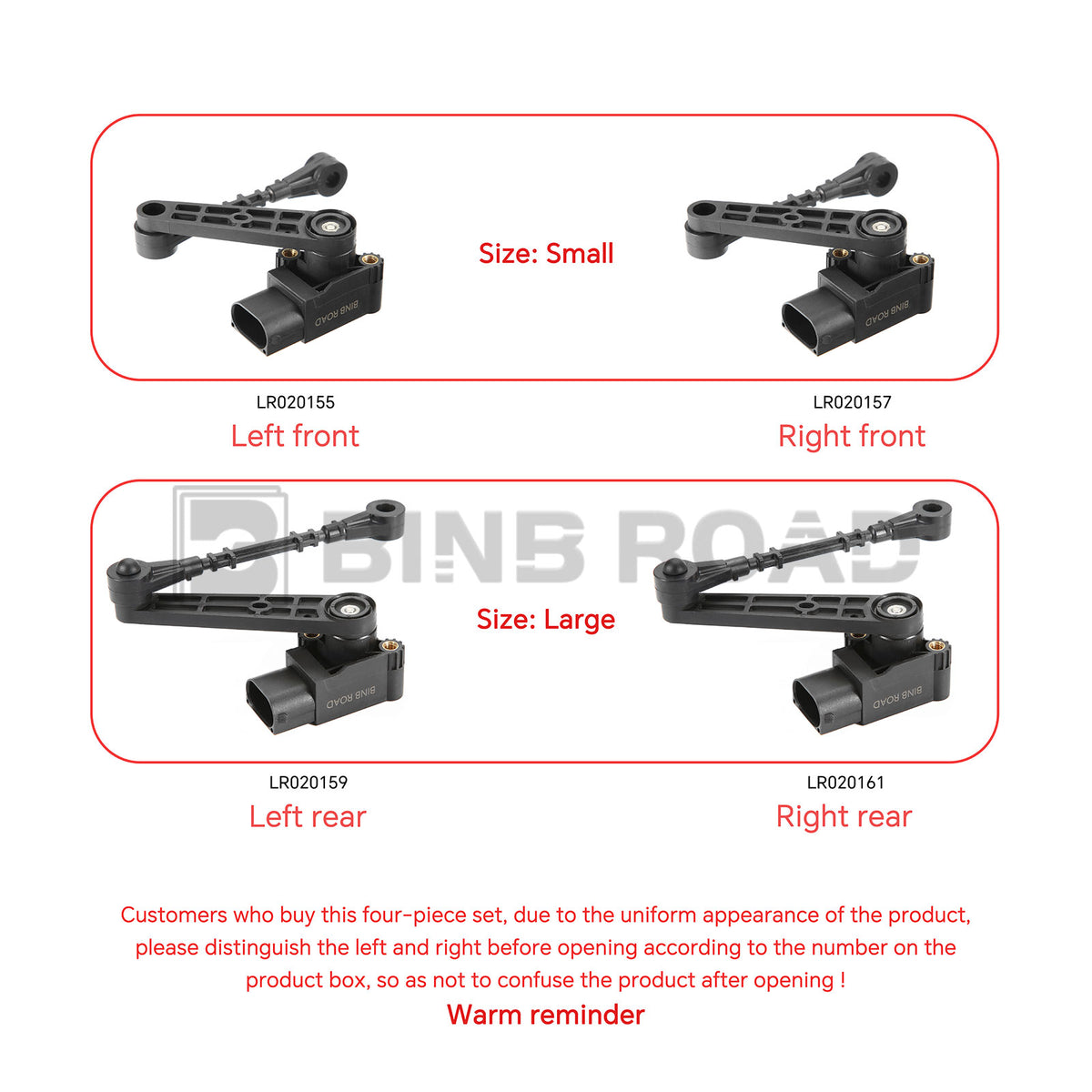 LR020155 + LR020157 + LR020159 + LR020161 Air Suspension Height Sensor