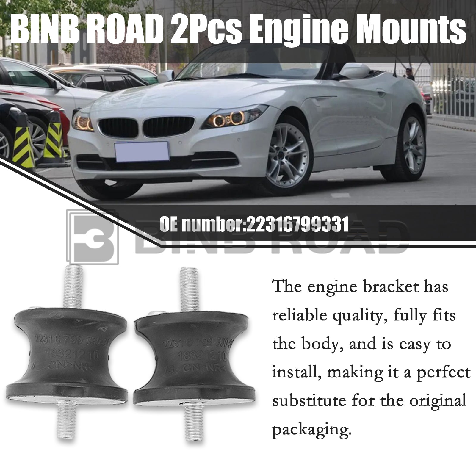 22316799331 Rear Transmission Mounts Bushings-2Pcs