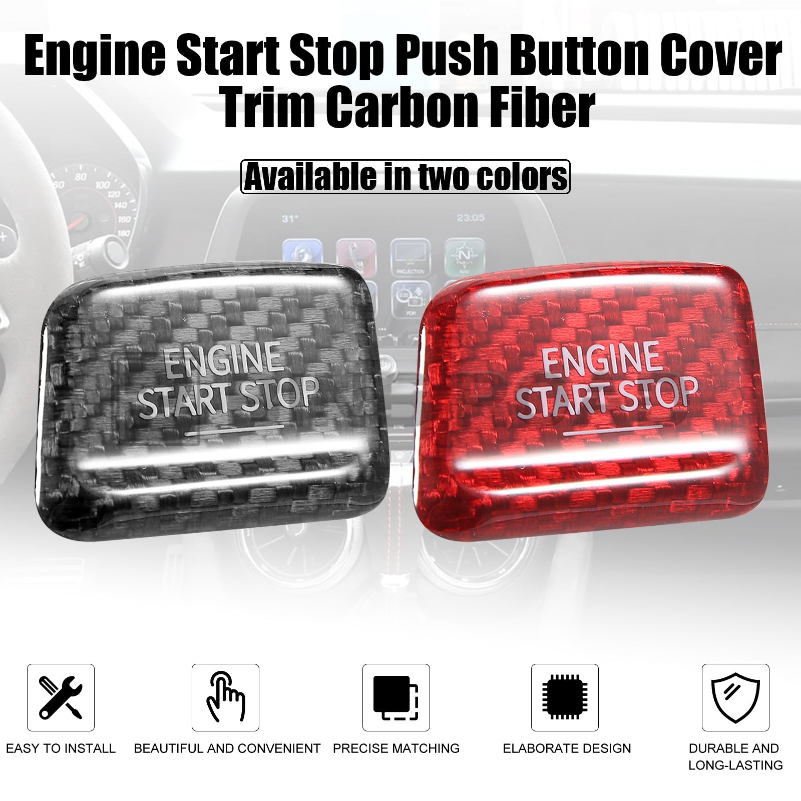 US Engine Push Start Button Trim Compatible with Chevrolet