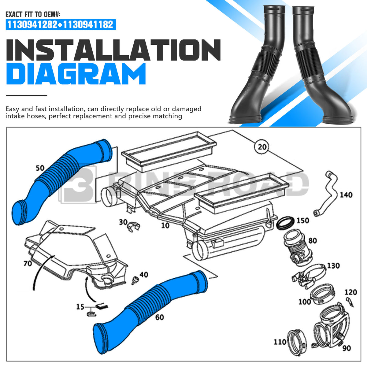 1130941282 + 1130941182 Air Intake Hose