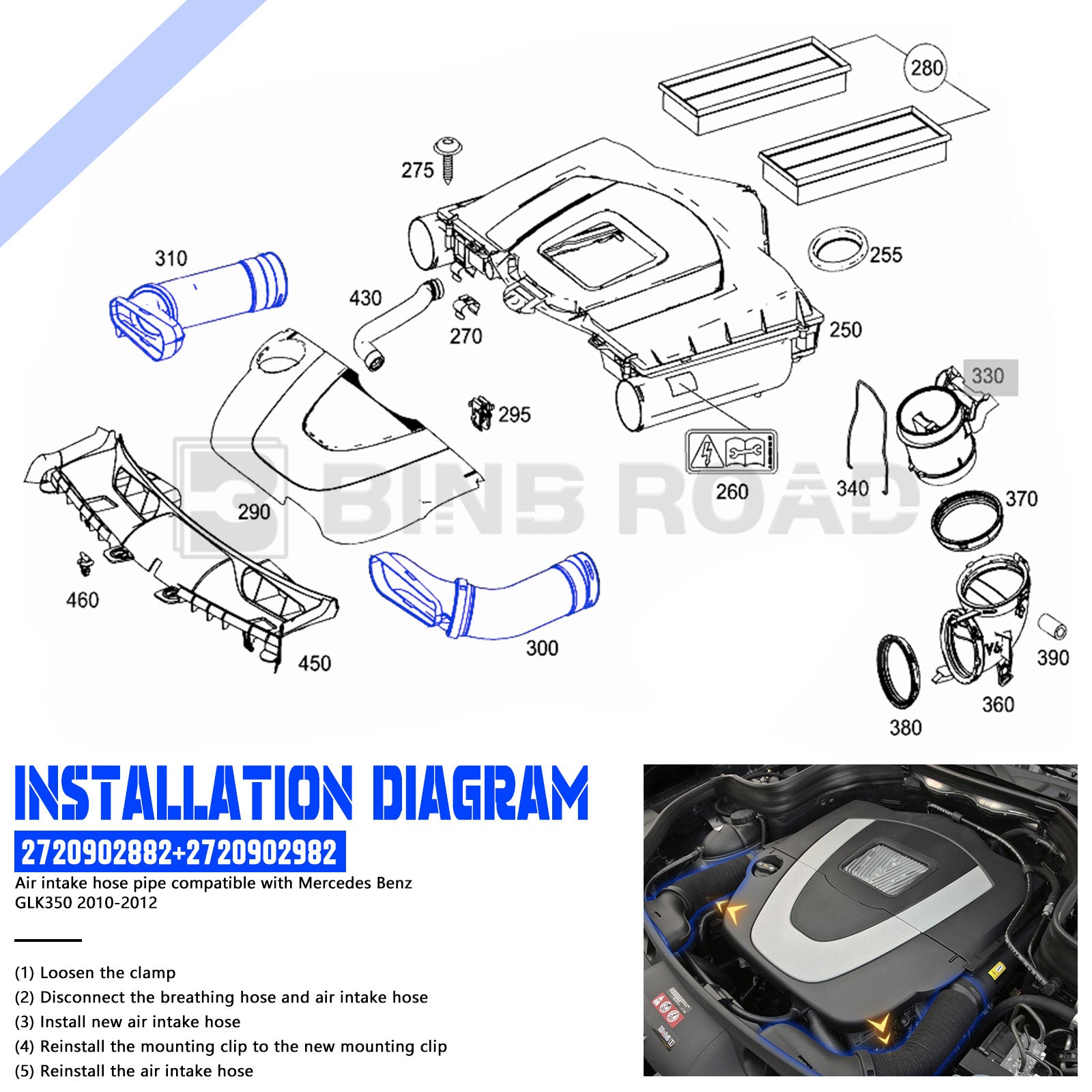 US 2720902982+2720902882 Pair of Air Intake Hose