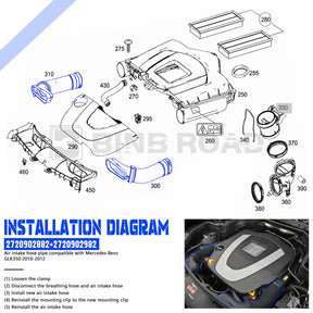 US 2720902982+2720902882 Pair of Air Intake Hose