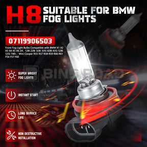 US 2Pcs H8 Halogen Bulbs 12V 35W