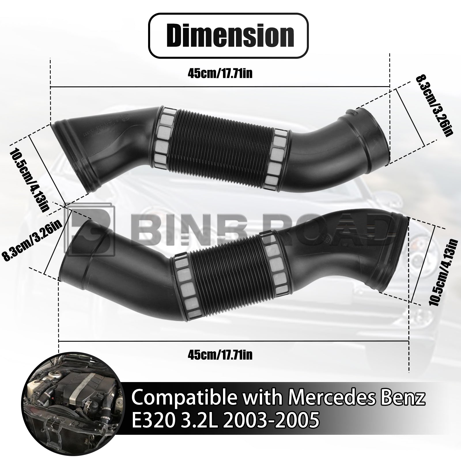 1120943482+1120943582 Pair of Air intake hose