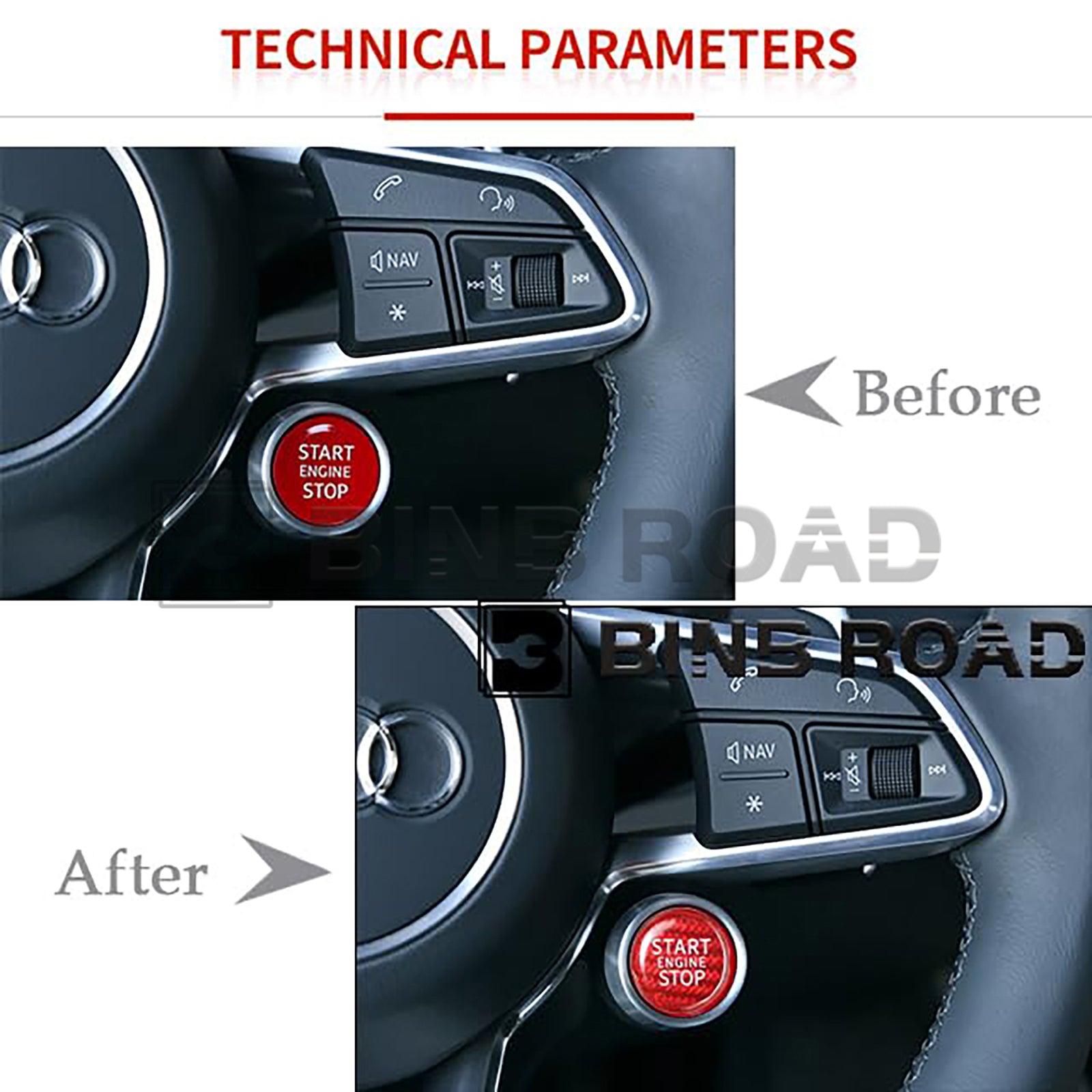 Car Ignition Button Cover Compatible with Audi