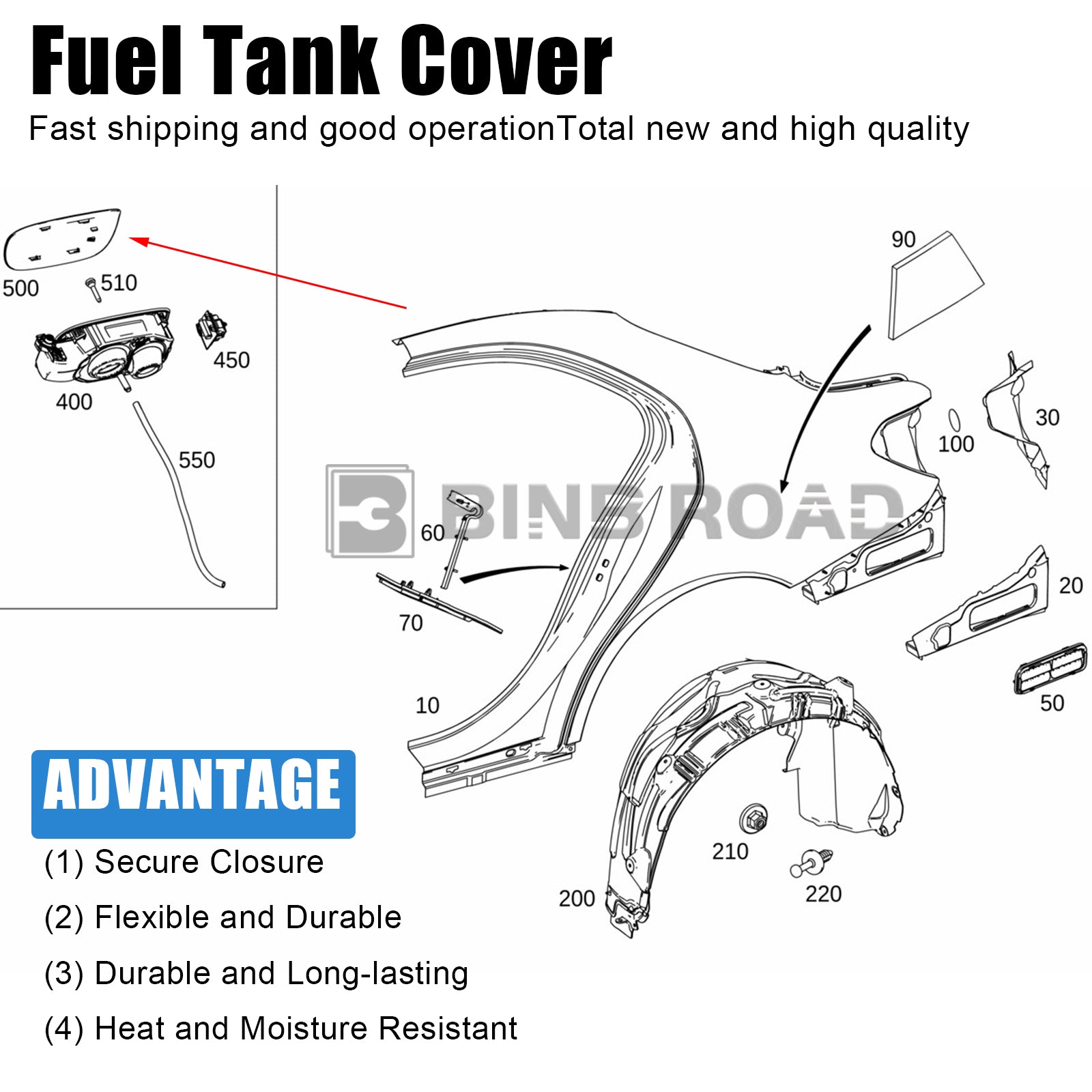 2057570106 Fuel Tank Cover,Not Painted