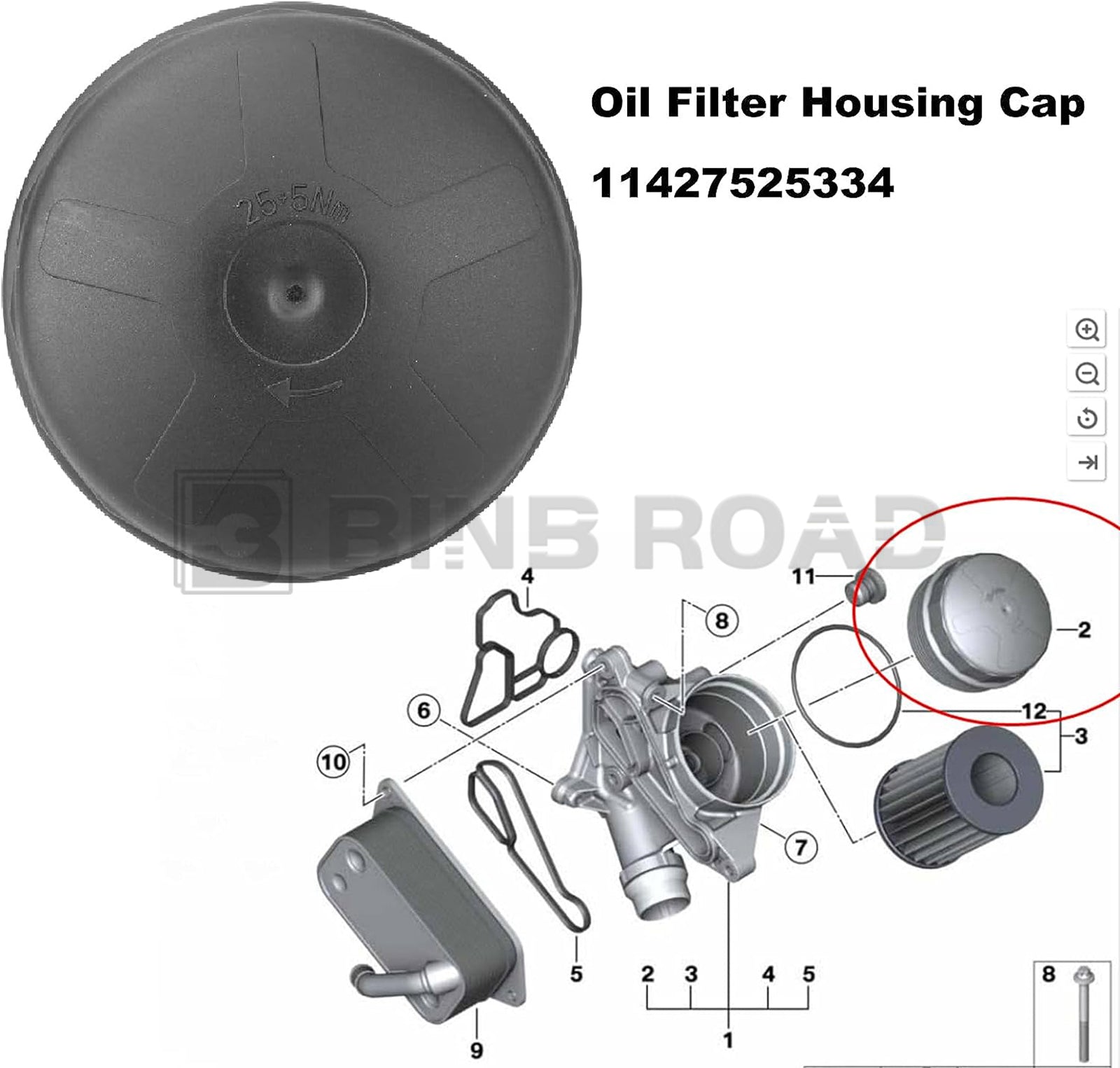 11427525334 Oil Filter Housing Cap Cover