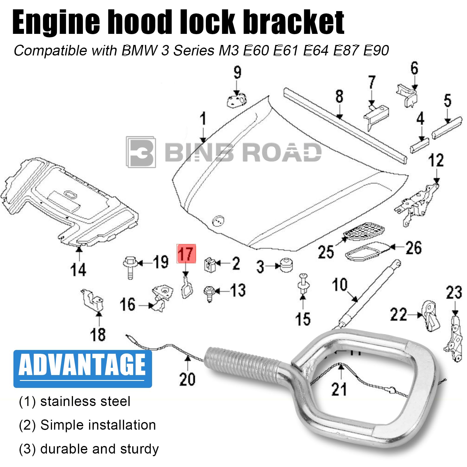 US 51237008756 Hood Catch Lock Bracket