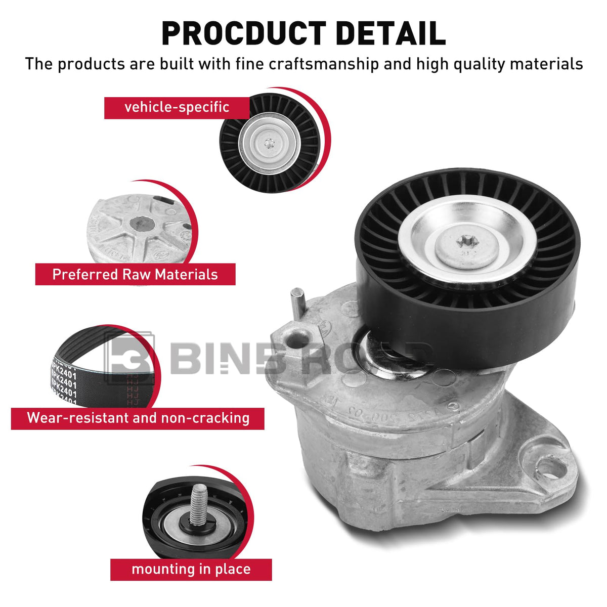 0039937296 + 2722000270 + 2722021419 + 2722020000 Engine Drive Belt Tensioner & Idler Pulley Belt