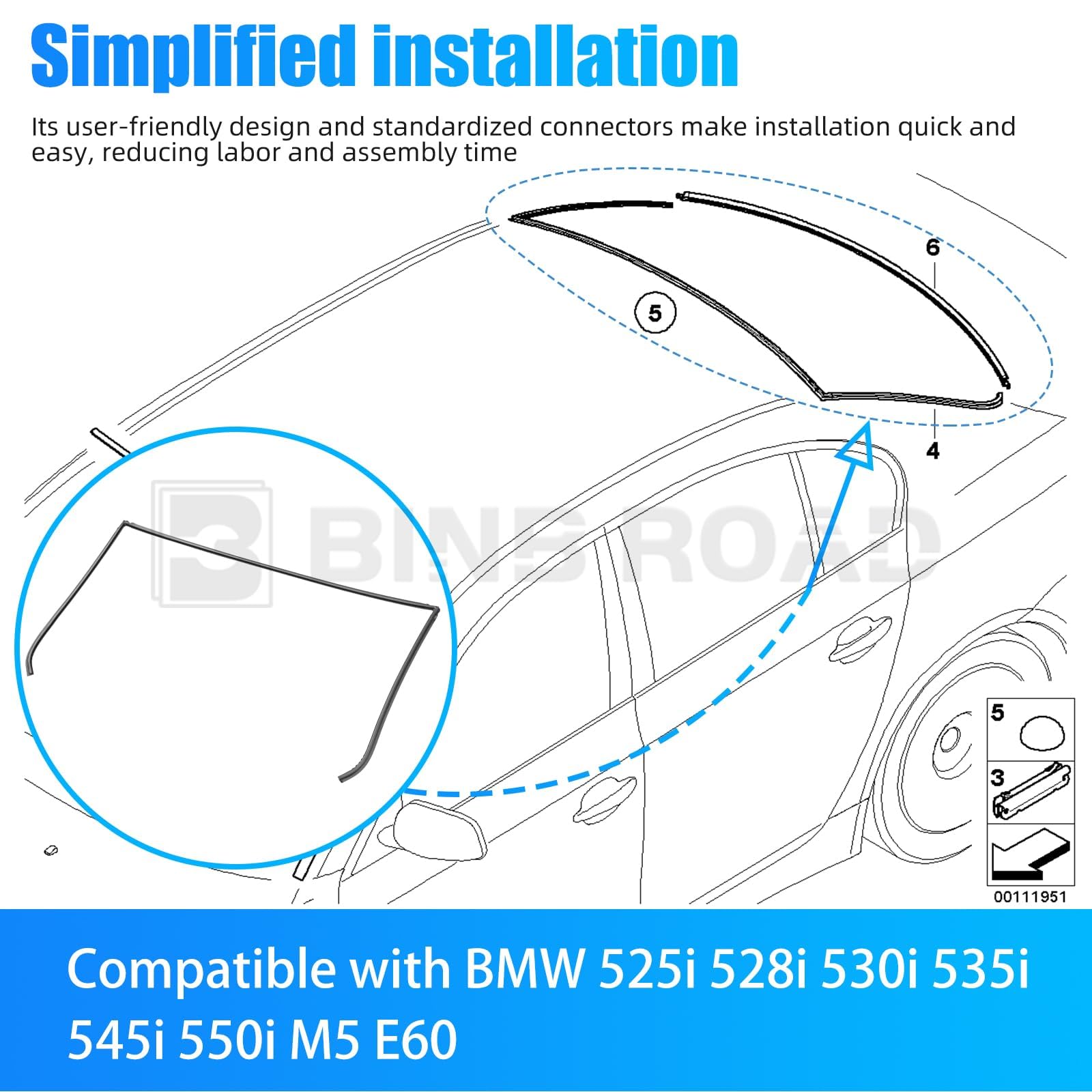 51317115412 + 51317027916 + 51317166841 Windshield Moulding Seal Kit