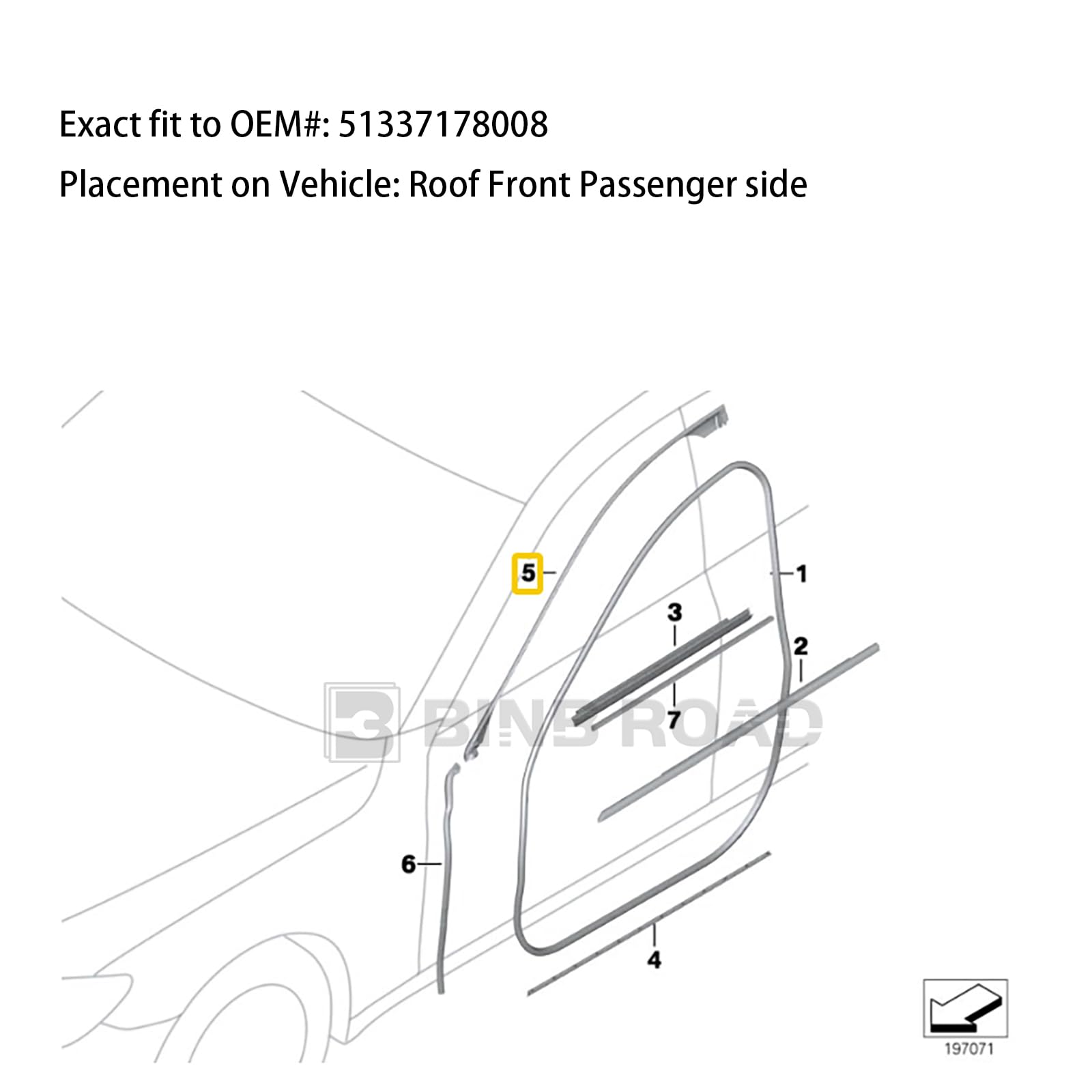 51337178008 Door Seam Door Rubber Seal Weather Stripping