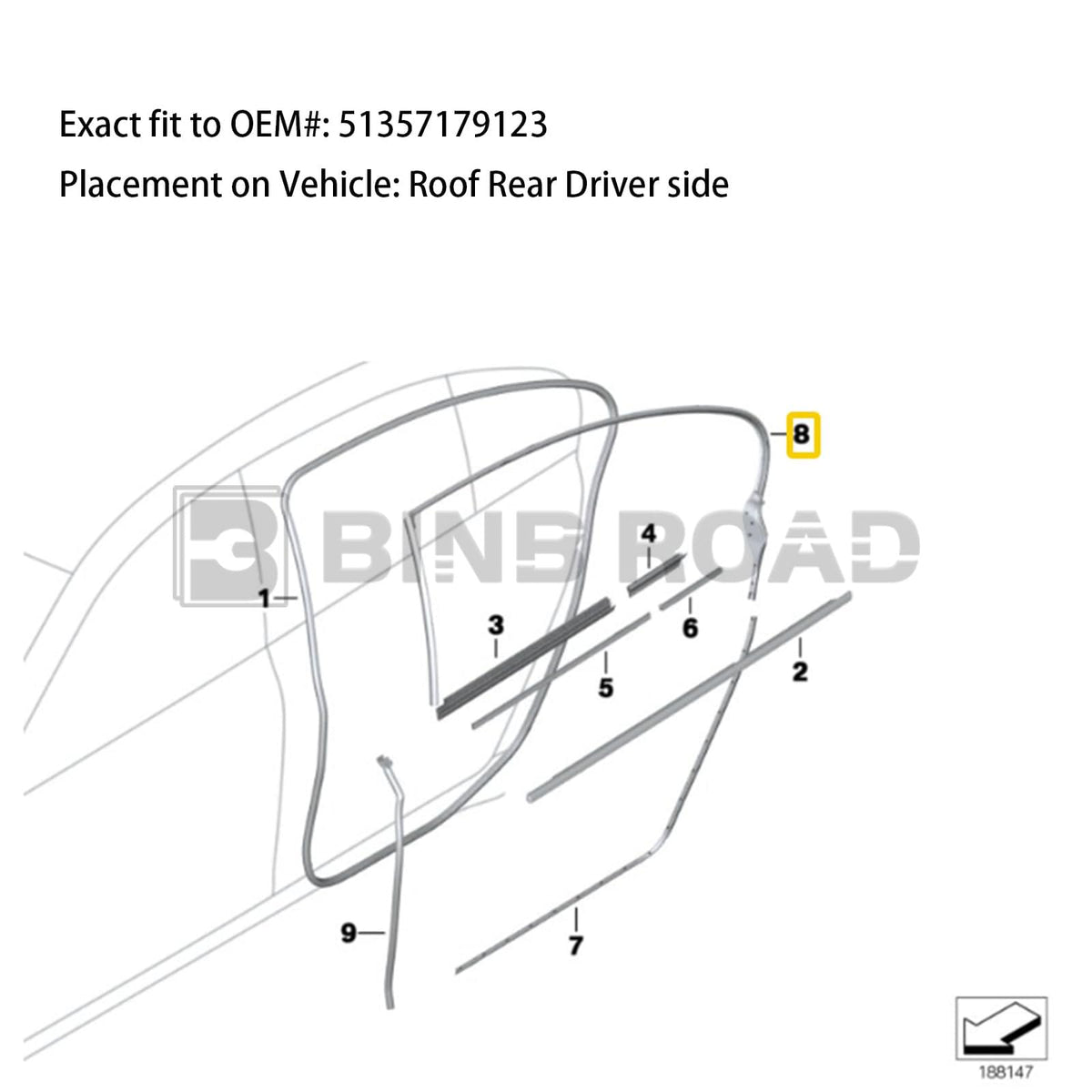 51357179123  Door Seam Door Rubber Seal Weather Stripping