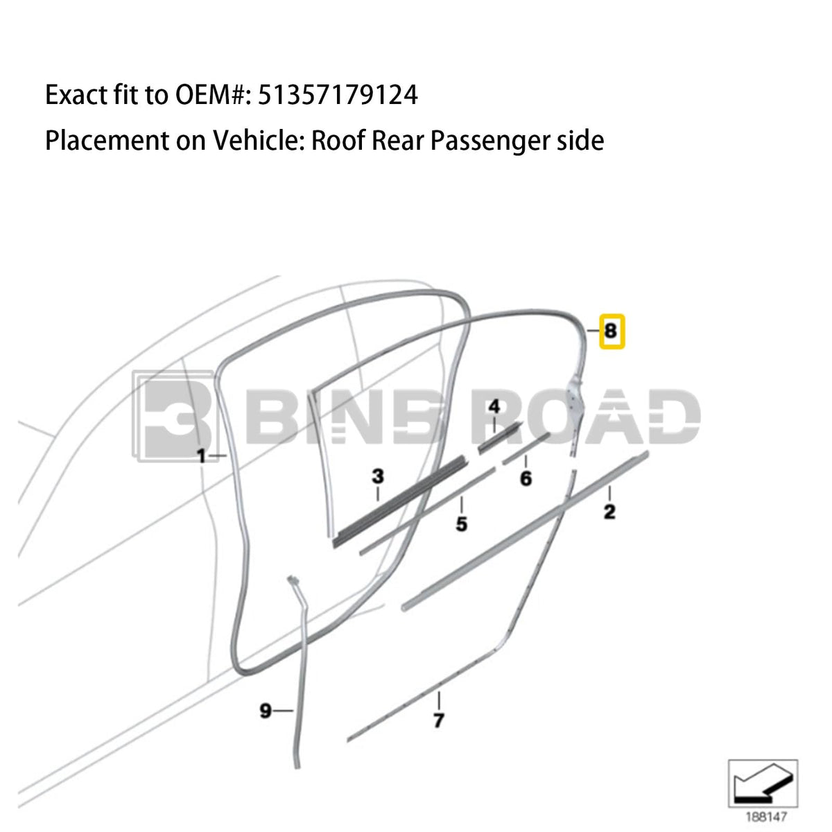 51357179124 Door Seam Door Rubber Seal Weather Stripping