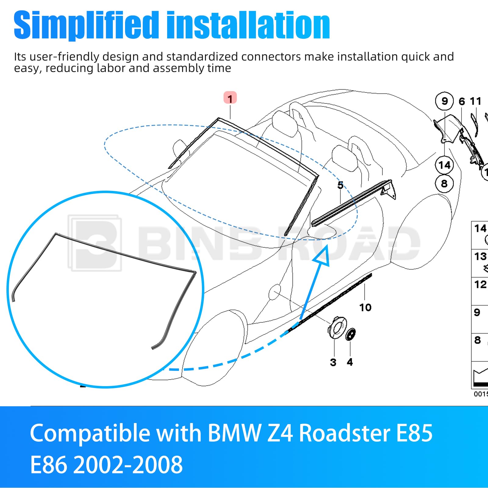 51317017021 Front Upper Windshield Molding Seal